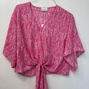 Adrienne Pink Tie-Front Blouse – Size Small (NWT)
